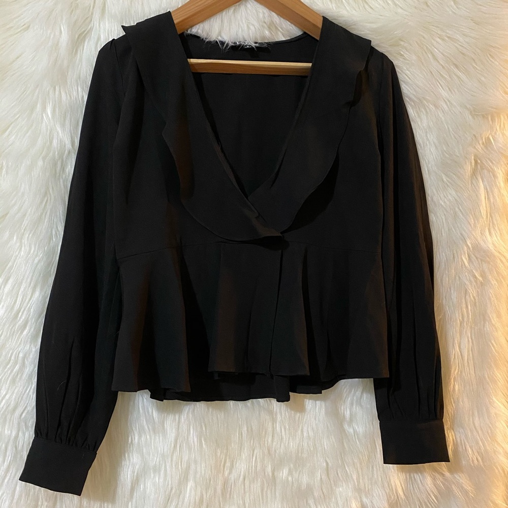 Lulus Black Ruffled Long Sleeve
